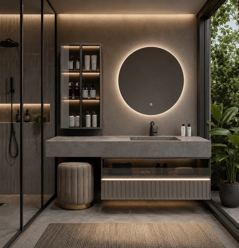 Mueble de baño Eclipse 140 cm 4 piezas con espejo led