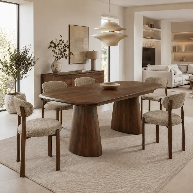 Mesa de Comedor Extensible Ovalada Nogal 180-230 cm