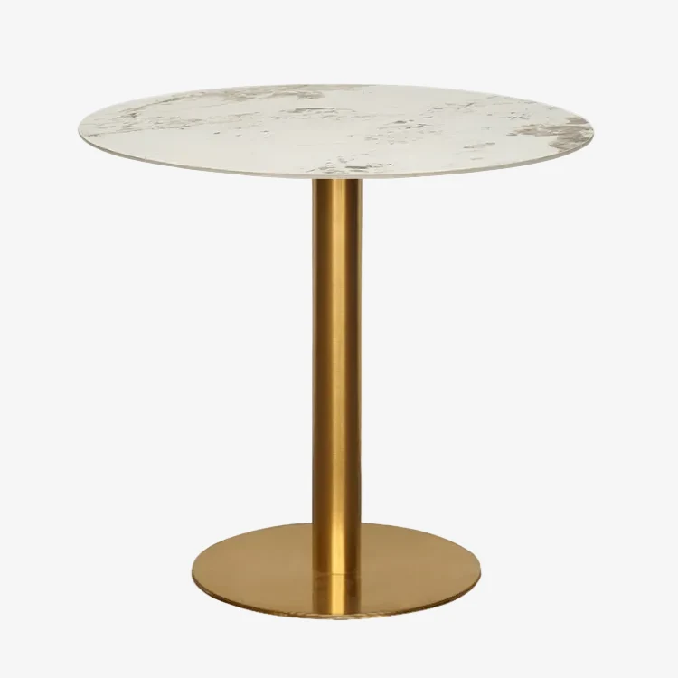 Mesa de comedor inox dorada redonda piedra sinterizada D80-90-100