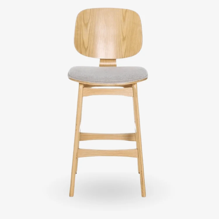 Pack 2 Taburete madera natural y tapizado H65 Everly