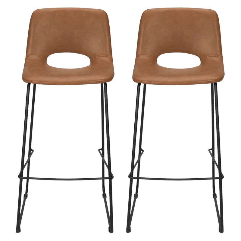 Pack 2 Taburetes de bar semipiel H75cms Lewis