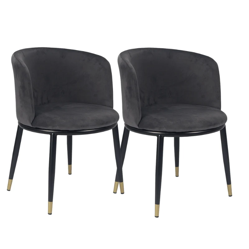 Pack 2 Sillon comedor terciopelo Enid Gris