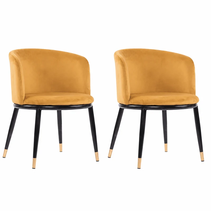 Pack 2 Sillón comedor terciopelo Enid Amarillo