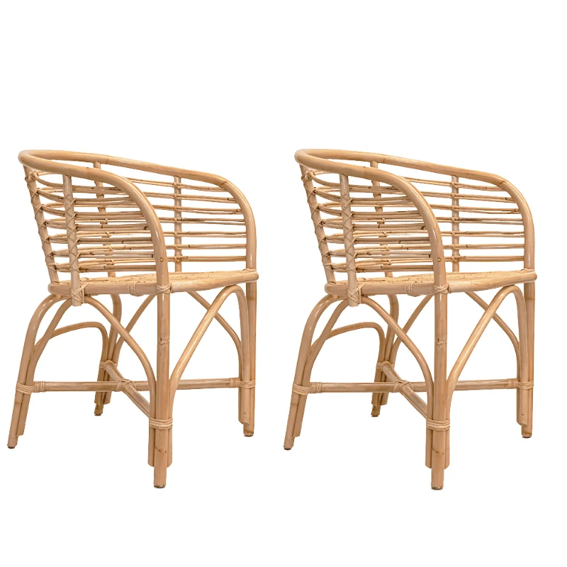 Pack 2 Sillón de comedor con brazos bambú natural Malawi