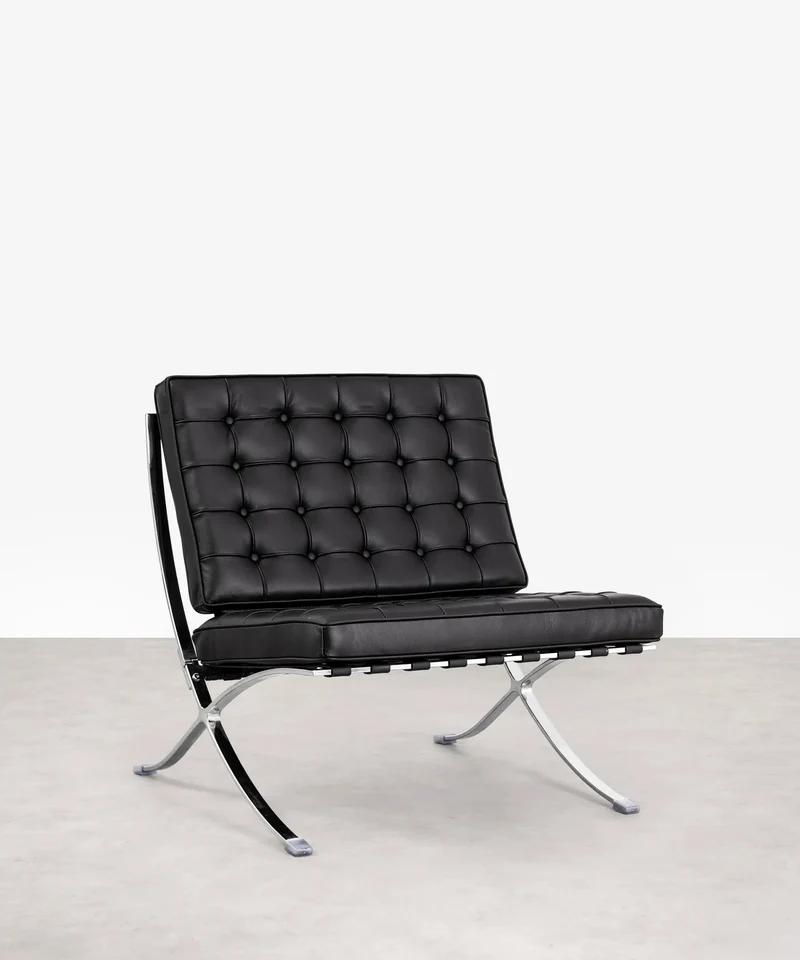 Silla de Acero Tapizada en Piel Italiana Seline