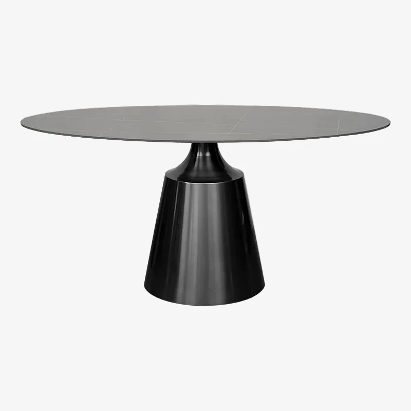 Mesa de comedor oval base Onix gris grafito piedra sinterizada