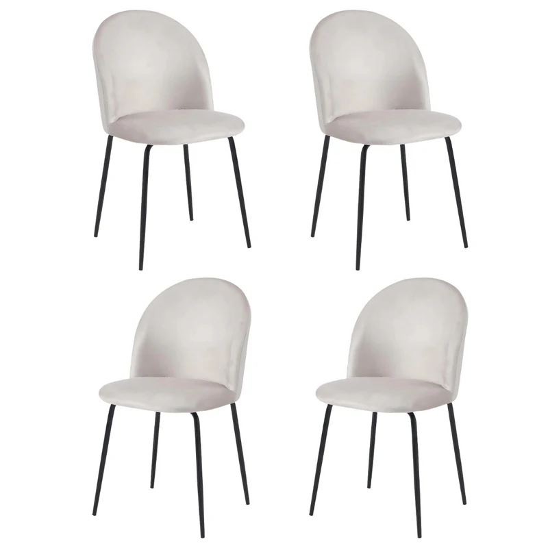 Set 4 Sedie Bonnie in Velluto con Struttura in Metallo