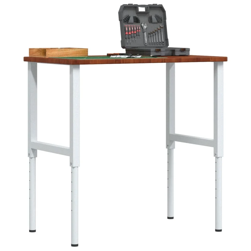 Banco da Lavoro 100x60 cm in Rovere Massello Marrone Scuro Regolabile in Altezza