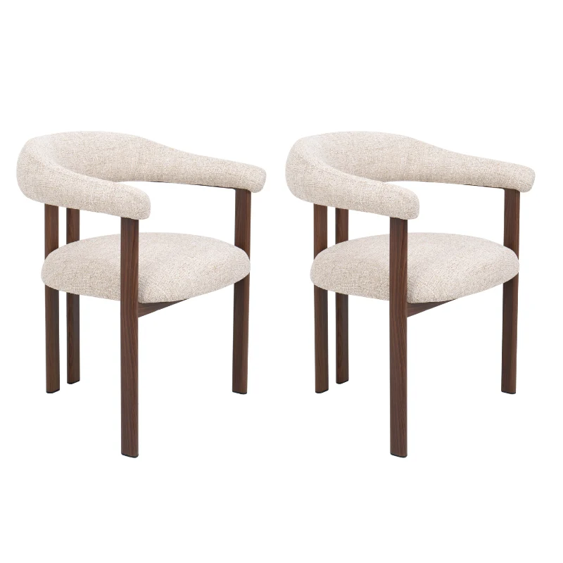 Pack 2 Sillas de comedor escandinavo con brazos HYGGE Tapizado