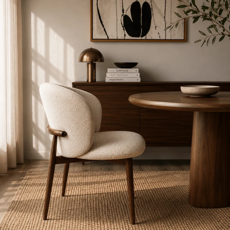 Silla de comedor nórdica Celia tapizada