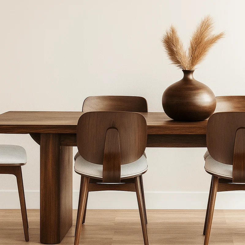 Silla de comedor de madera y tapizado Everly nogal