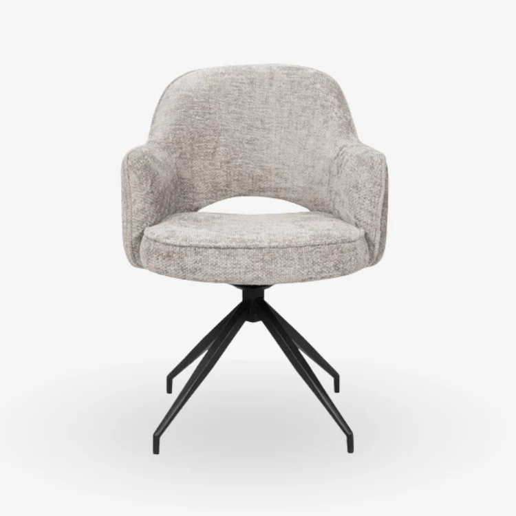 Silla de comedor giratoria Nikola chenilla taupe