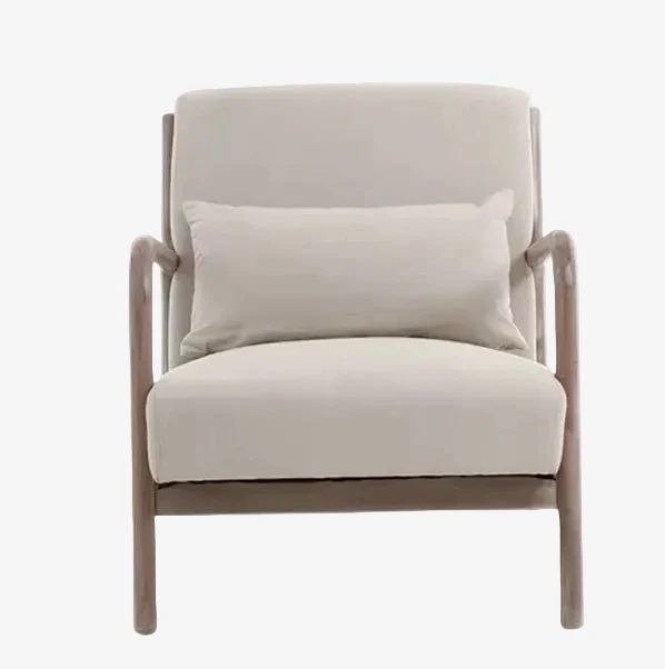 Sillón nórdico madera lino beige Norman