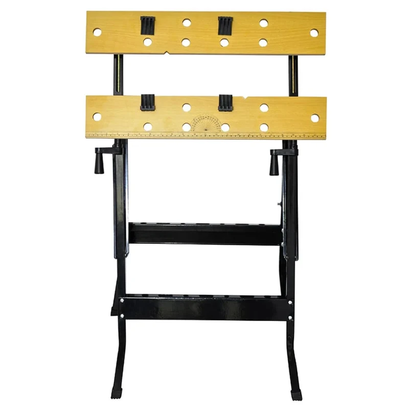 Banco da Lavoro Pieghevole 62x56x75 cm Giallo Nero in MDF Portata 80 kg