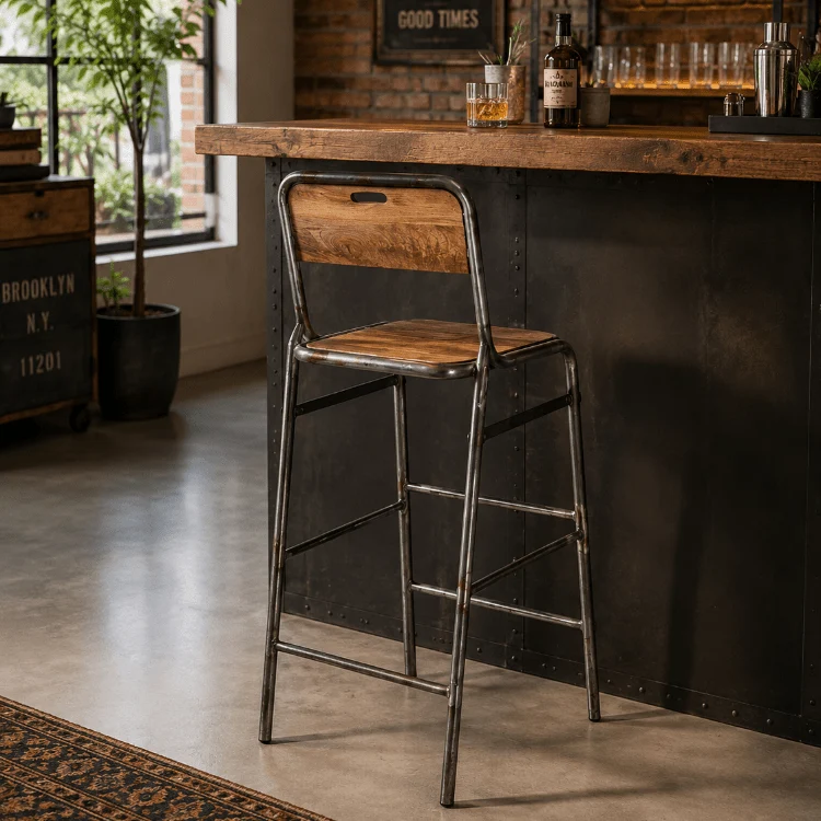 Taburete de bar industrial plegable Inda