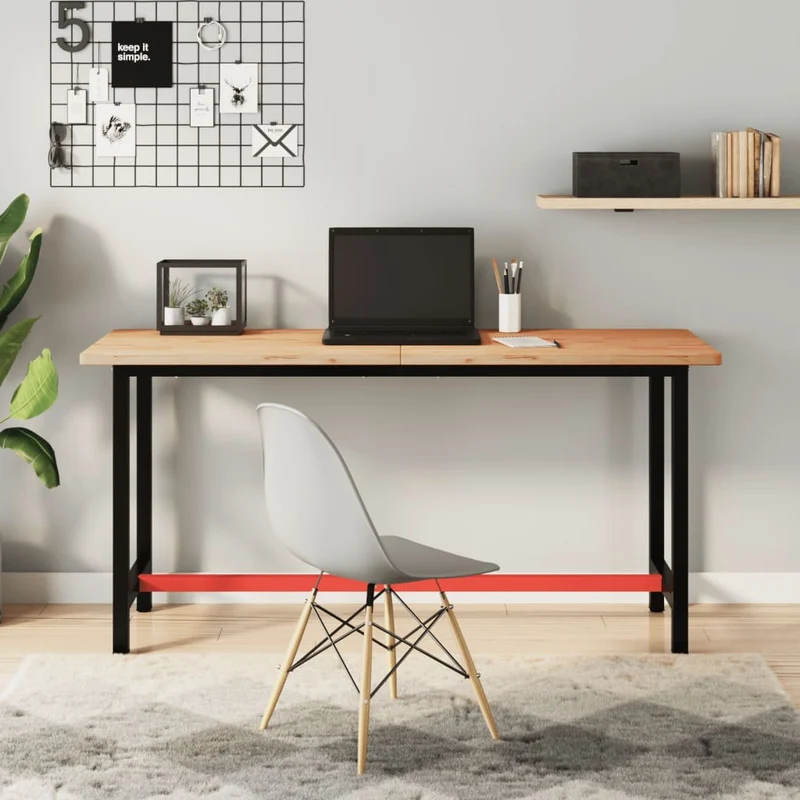 Banco da Lavoro 150x55x81,5 cm in Faggio Massello con Struttura in Metallo