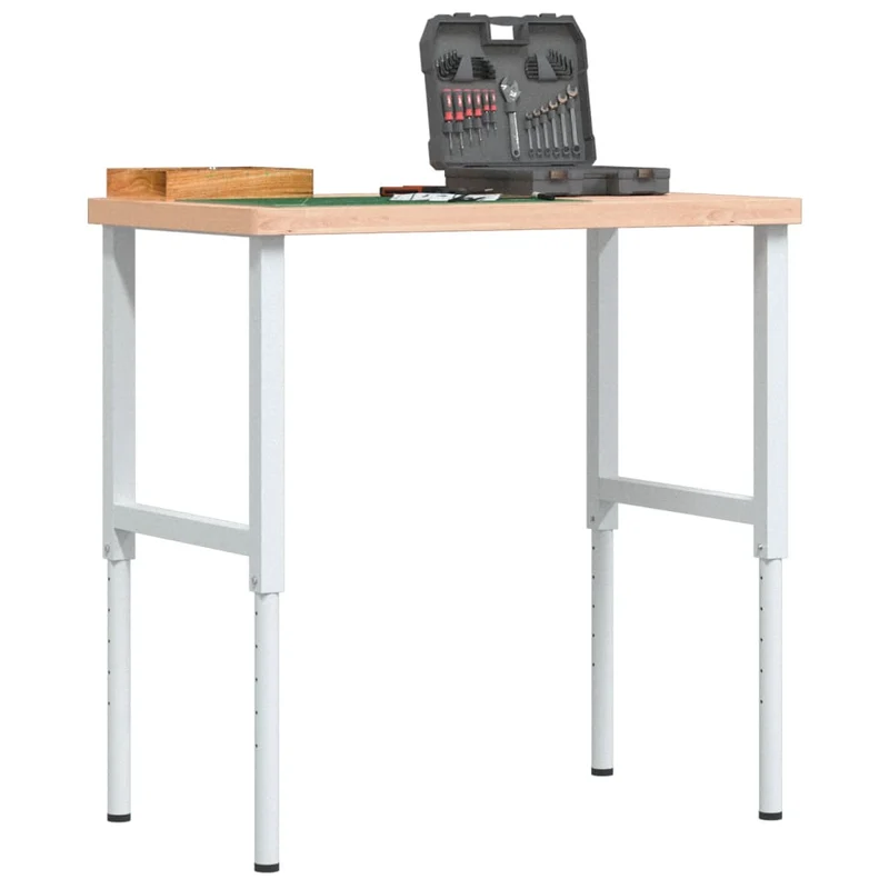 Banco da Lavoro 100x60 cm in Faggio Massello Regolabile in Altezza con Metallo