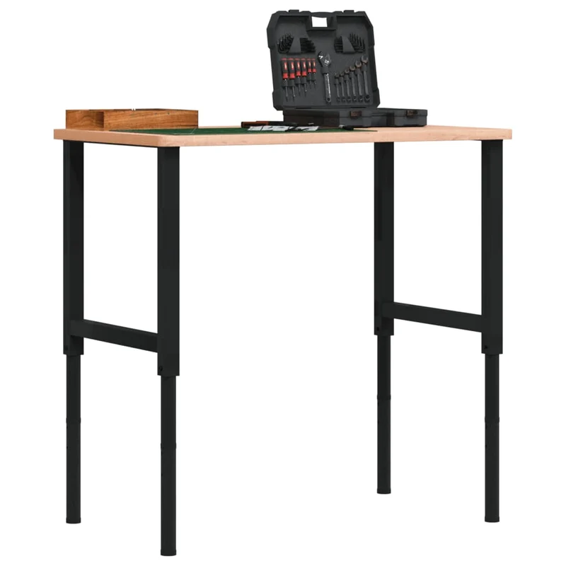 Banco da Lavoro 100x60 cm in Faggio Massello Regolabile in Altezza con Metallo