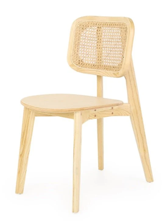 Silla de comedor de madera y chesca Selman natural new