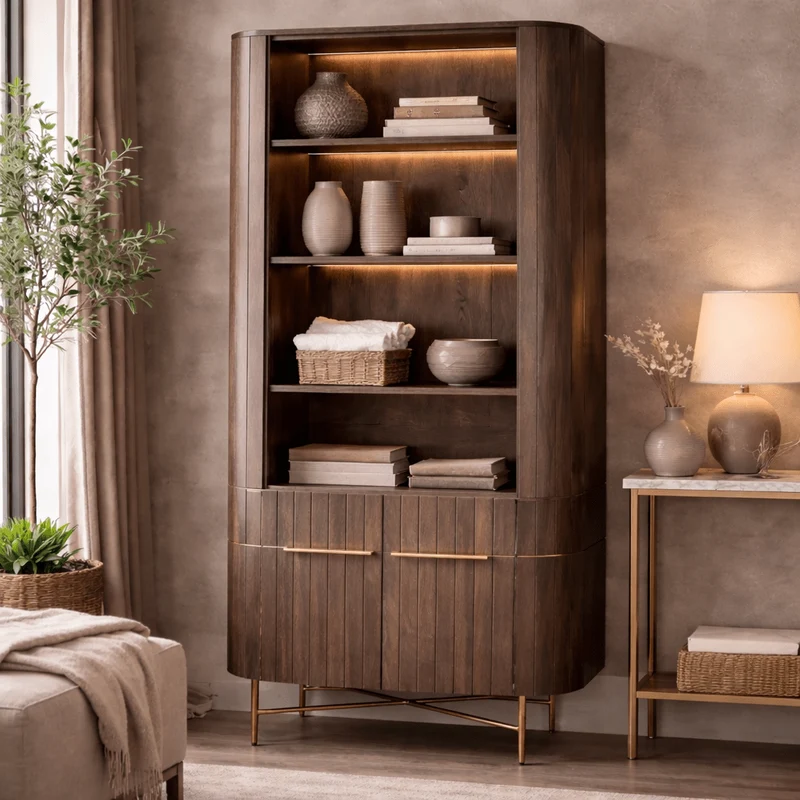 Estanteria libreria de madera mango gris Mayla