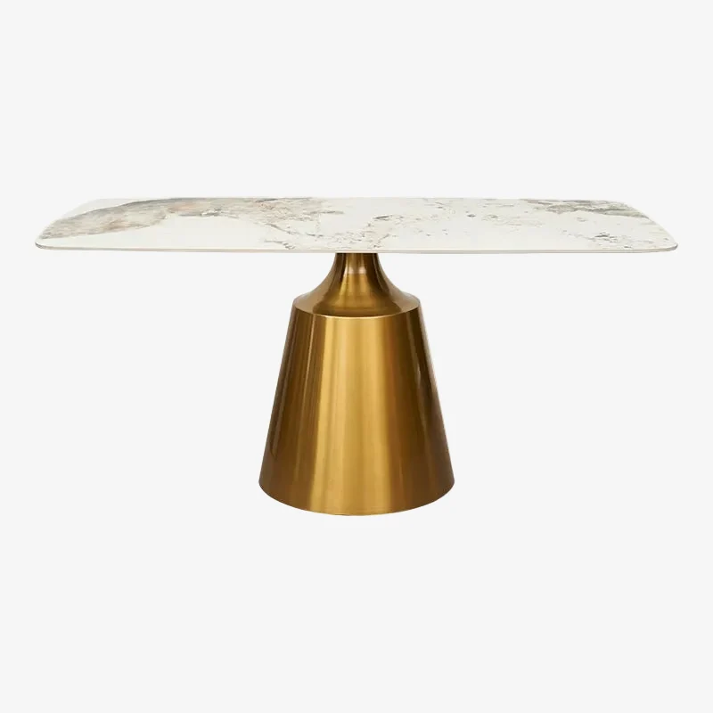 Mesa de comedor rectangular 160 dorado Onix piedra sinterizada