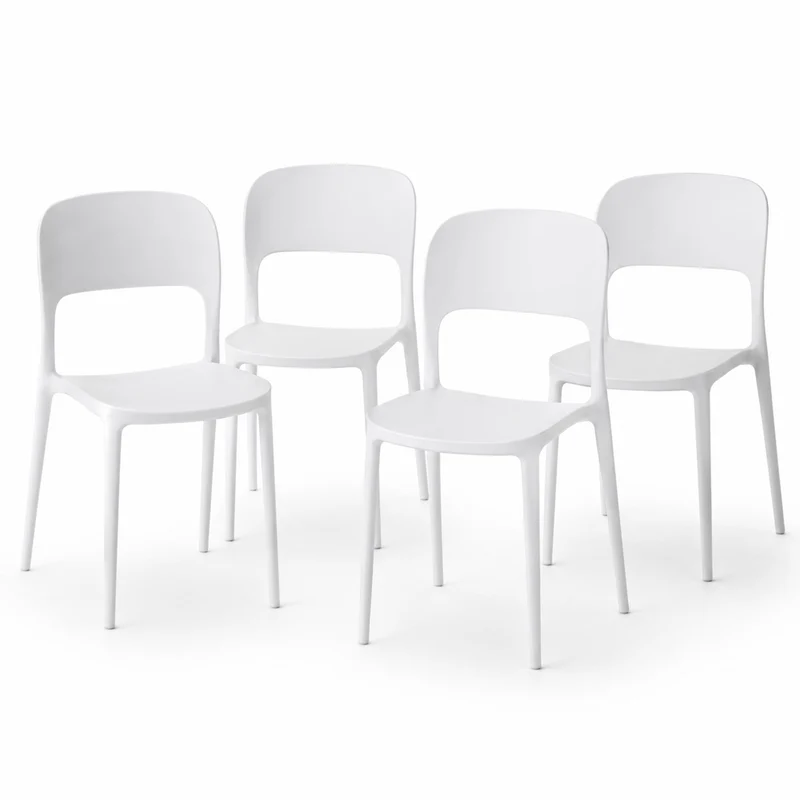 Set 4 Sedie da Pranzo Impilabili in Polipropilene Modello Stoccolma 40x45x80 cm