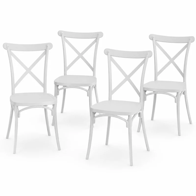 Set 4 Sedie da Pranzo Impilabili in Polipropilene Modello Chiavarina 43x60x89 cm
