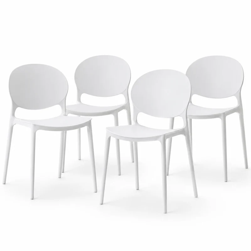 Set 4 Sedie da Pranzo Impilabili in Polipropilene Modello Milano 48x40x80 cm