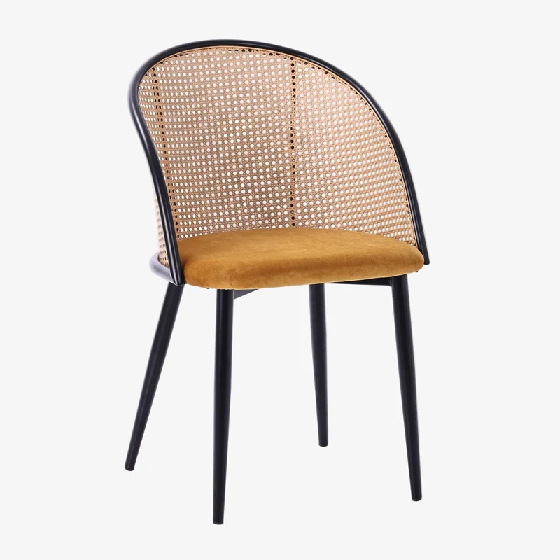 Silla de comedor bistró ratán asiento tapizado Muler