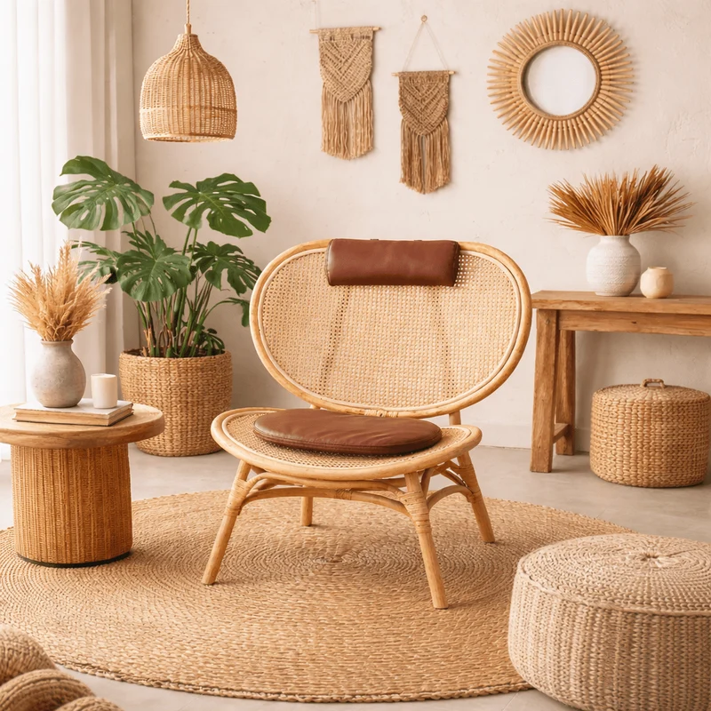 Sillón de bamboo y rattan natural Kenia