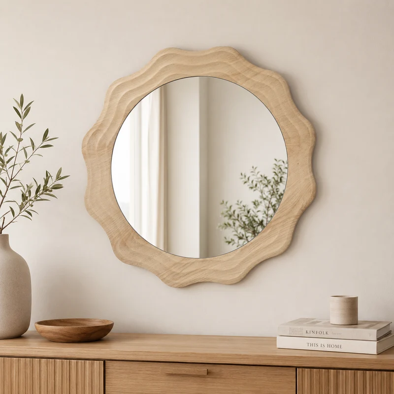 Specchio da parete rotondo in MDF bianco – Charlie
