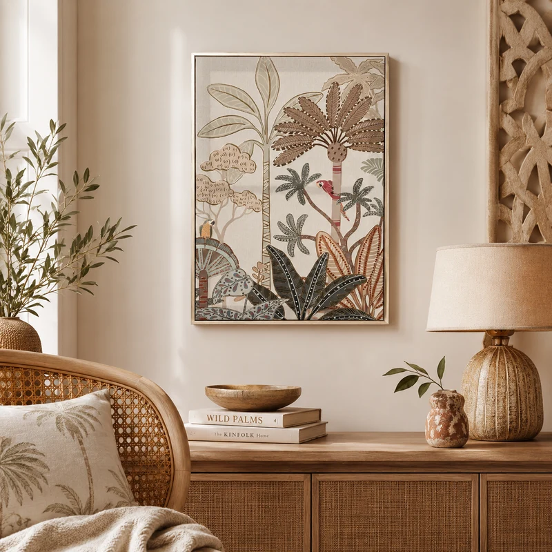 Quadro su tela con illustrazione botanica tropicale 30x40 cm – Deco
