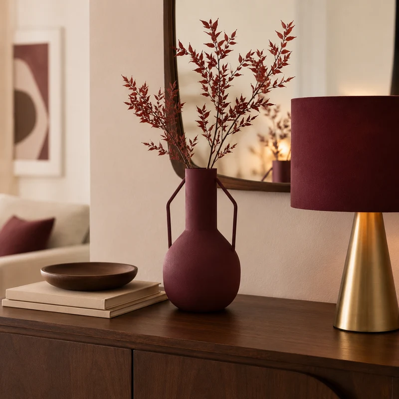 Vaso in acciaio impermeabile rosso rubino con manici H20cm – Sylvain ruby red