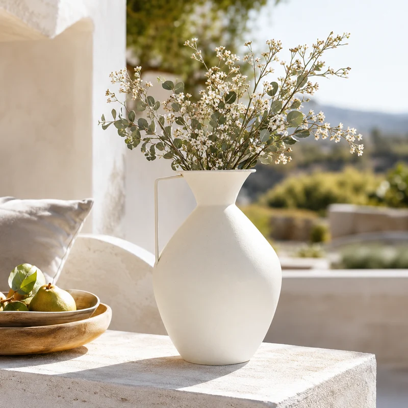 Vaso decorativo in acciaio bianco impermeabile – Sylvain white