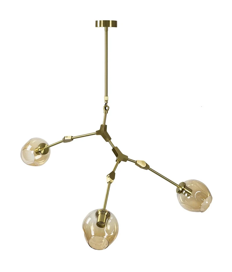 Lámpara de techo 3 brazos oro Chandelier
