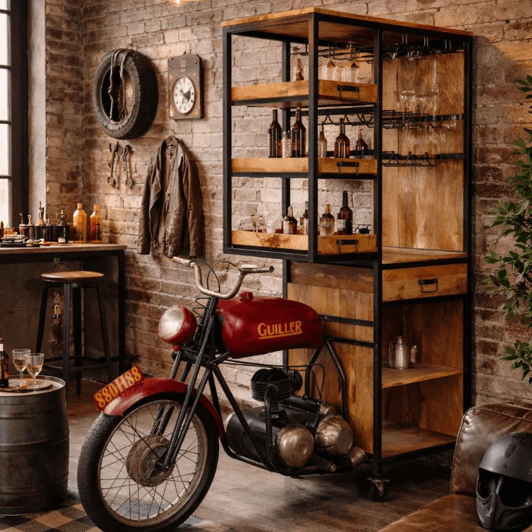 Estantería botellero moto vintage Road