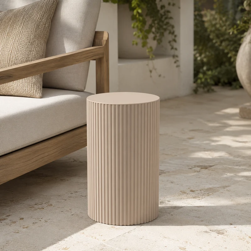Colonna a costolature greige H40 cm – Lux