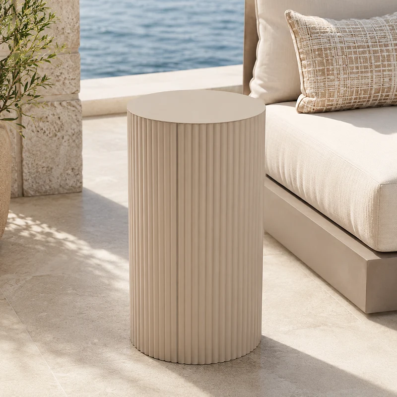 Colonna a costolature greige H60 cm – Lux