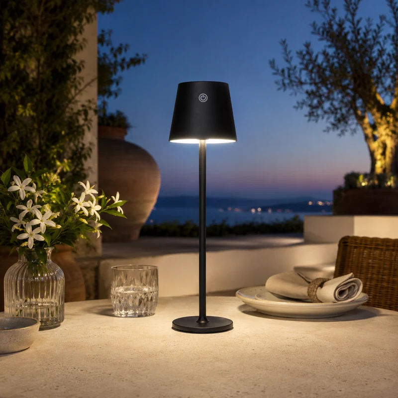 Lampada da tavolo solare LED con luce regolabile - black