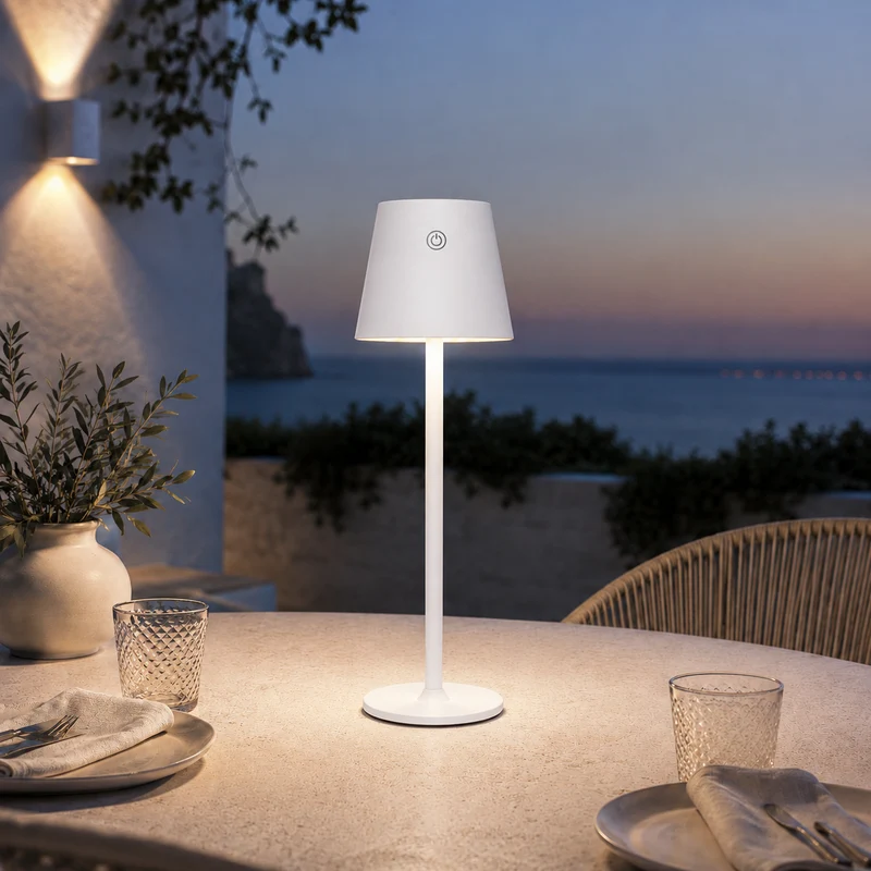 Lampada da tavolo solare LED con luce regolabile - white