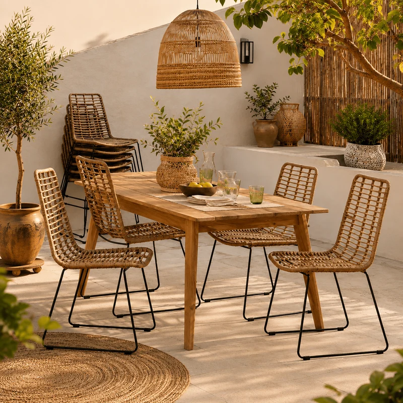 Silla comedor apilable ratán sintético Moscú