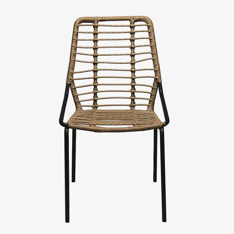 Silla de comedor ratán sintético y acero negro Thunder