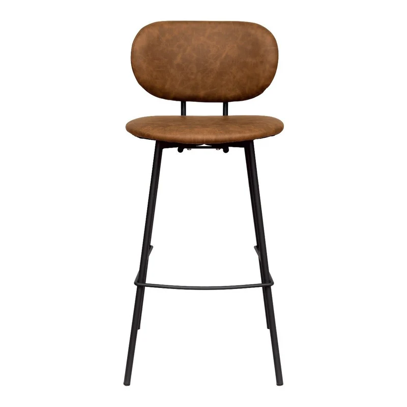 Taburete de bar cuero ecológico marrón H75cms Delta