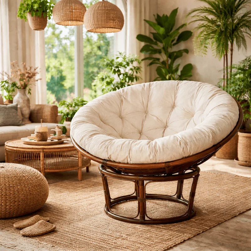 Sillón Papasan Bambu nogal 100