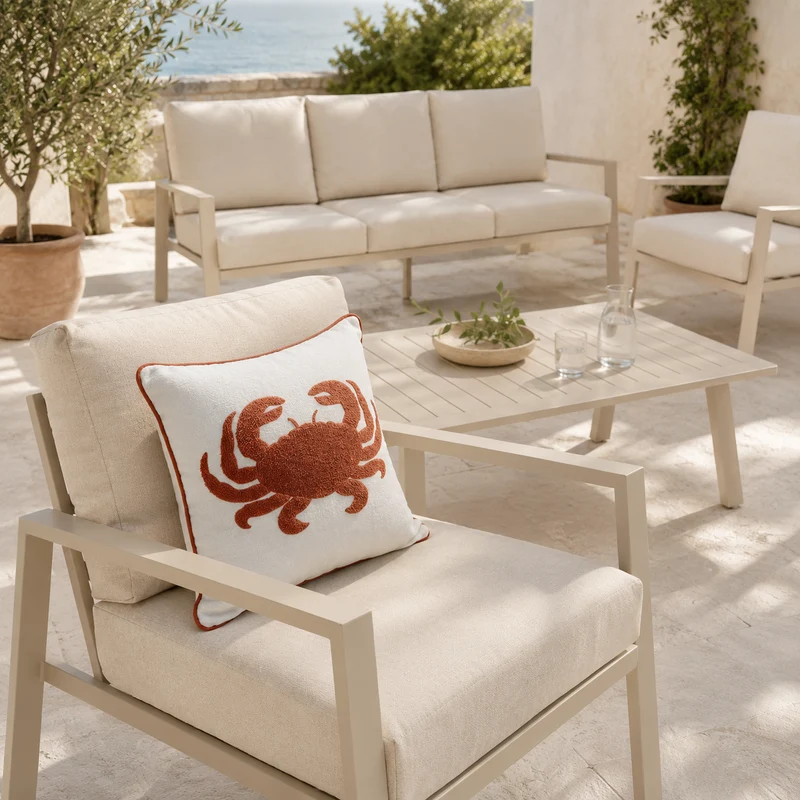 Cuscino ricamato Oceania 45x45cm