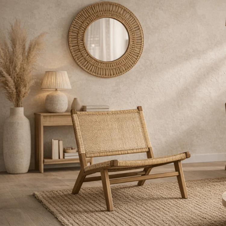 Sillón relax madera de teca y rattán natural Vaiana