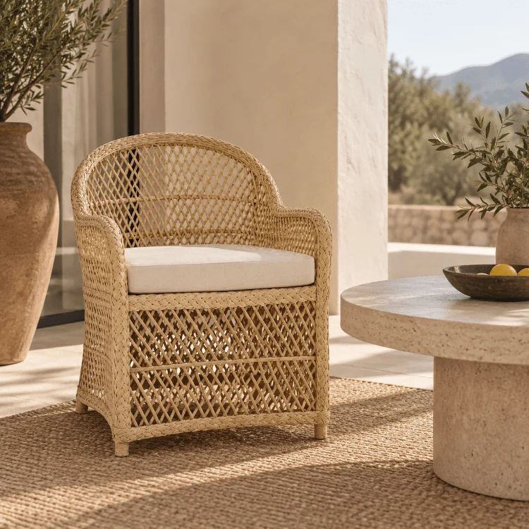 Sillón con brazos ratán natural trenzado Abisinia