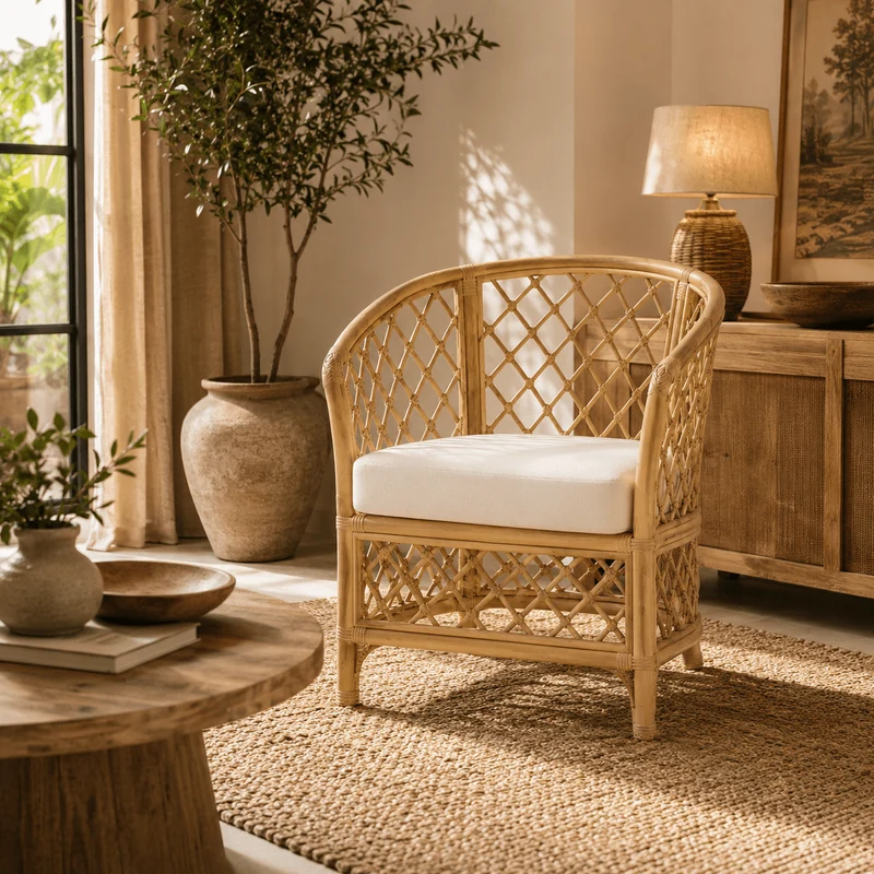 Sillón con brazos rattán natural trenzado Sabana