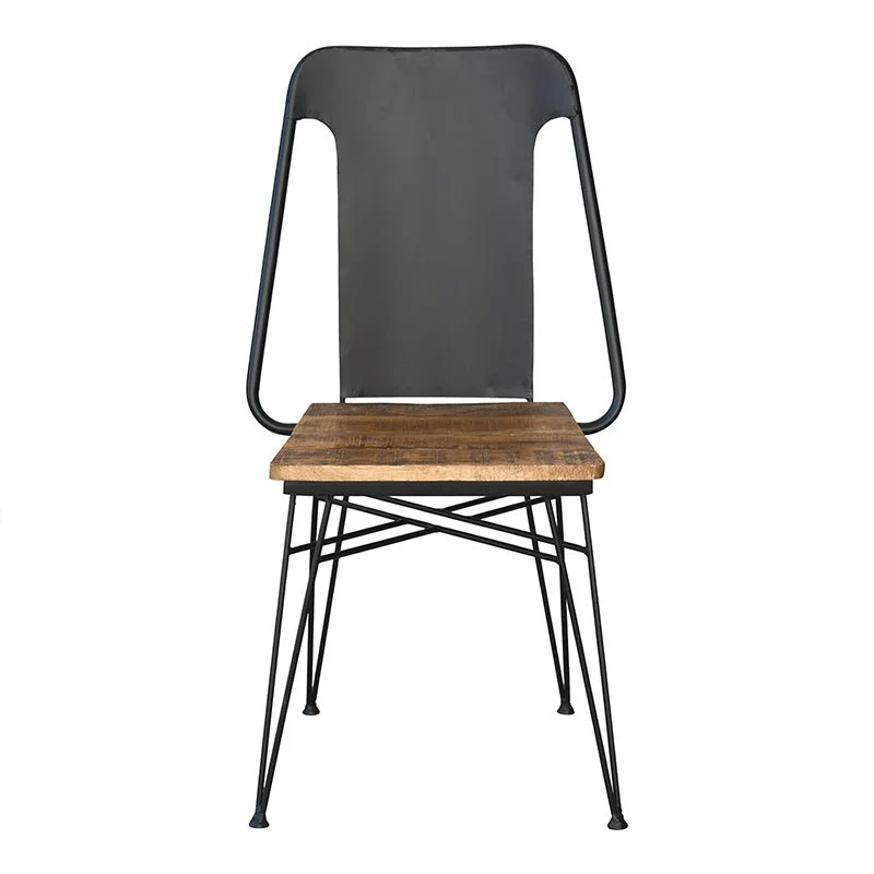 Silla de comedor vintage acero negro y madera Antoine