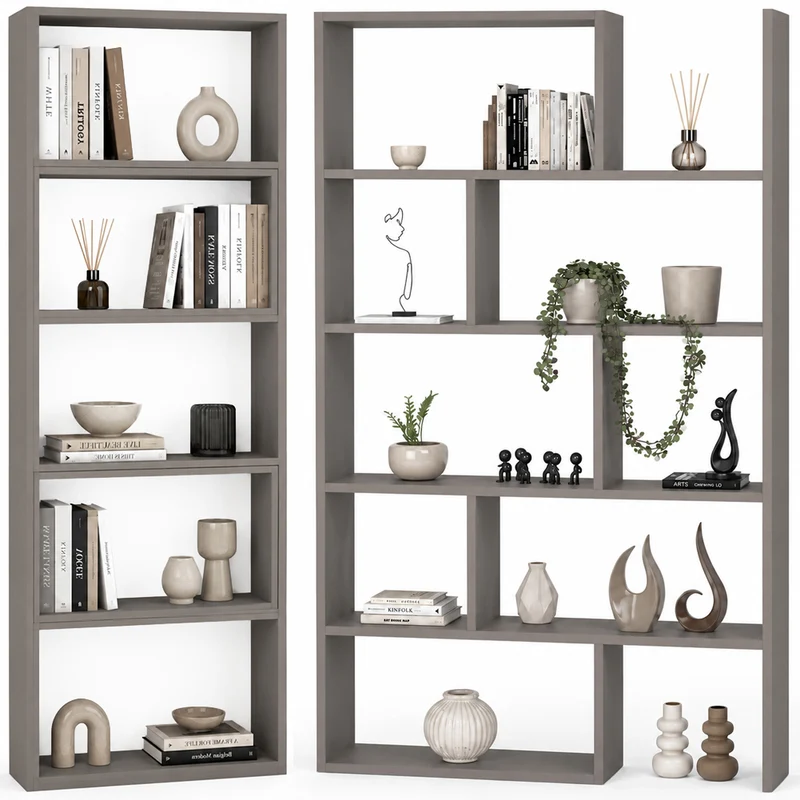 Libreria Modulare Apribile Legno Moka Scaffale per Libri Componibile 72x22x200cm